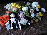 Wee Bear Village by Ganz, quantity of 9 pieces. Esmeralda, Baldwin, Dundee Alligator, Woody Beever, Saber, Lil Blossom, Mr. Bones, and Punkinhead.