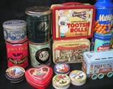 Collectors tins, qty of 54, cookies, candies and nuts