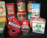 Collectors tins, qty of 54, cookies, candies and nuts