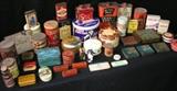 Antique and vintage tins, 46 qty