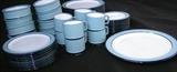 1980's Arita kitchen set, seats 8, Genesis blue, made in Japan