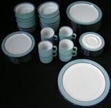 1980's Arita kitchen set, seats 8, Genesis blue, made in Japan