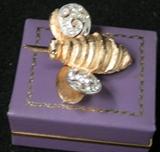 14 KT gold B David Bumblebee pin. Fine fashion jewelry by Kramer