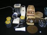 Vintage Oster Kitchen Center, including meat grinder, ice crusher, blender, dough hook, mixing bowls, mixer head, and plastic storage jars, etc.