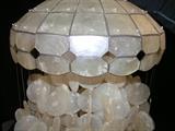 Vintage hand made glass Japanese hanging lantern. 14" diameter and 6' long.