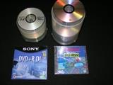Sony DVD and R DL/Verbatim CD-RW, stack of DVD and R and CD-R 700 MB