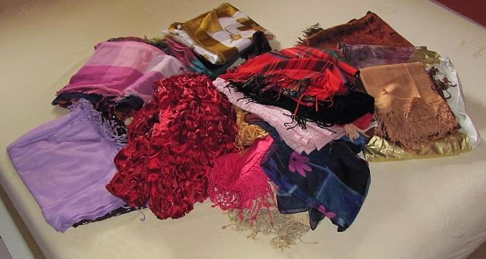 Tons of vintage silk and cashmere scarfs