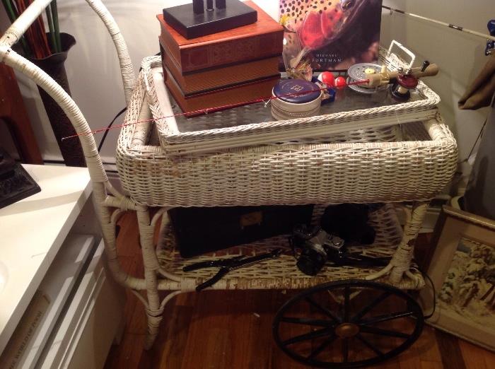 Very vintage, turn of the century Heywood Wakefield,? Tea cart with remove able tray