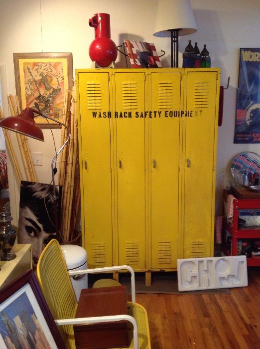 This set of lockers needs a little WD-40 to be totally functional.... But we sure like them as a wall unit