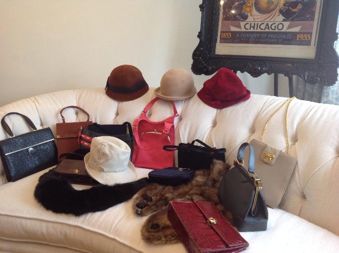Some fun vintage purses and hats