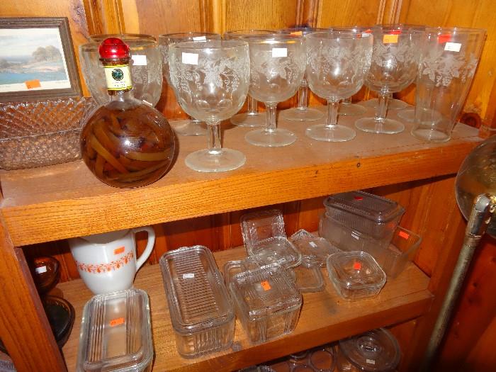 crystal butter dishes and crystal glasses