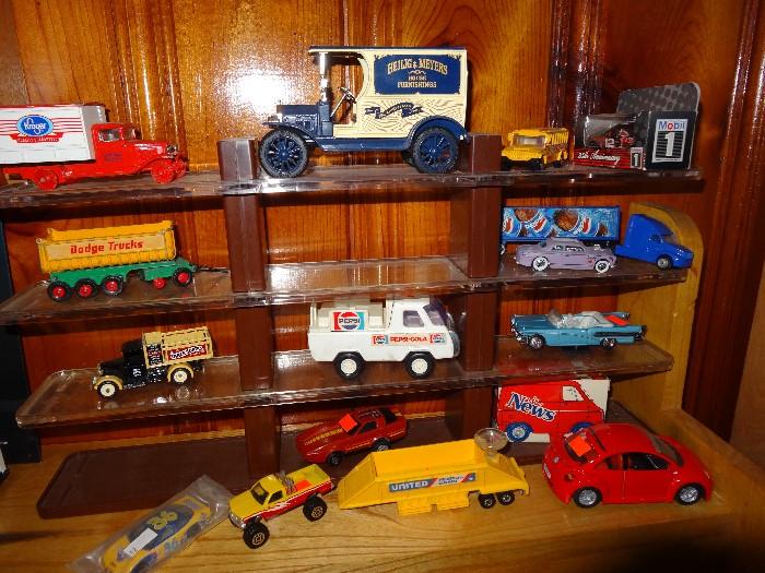 vintage toys, trucks, and cars