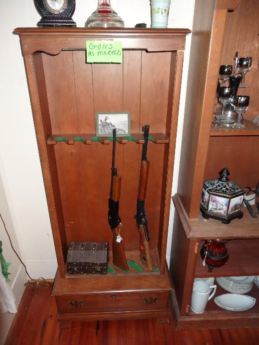 vintage shot guns and cabinet no glass for sale as well