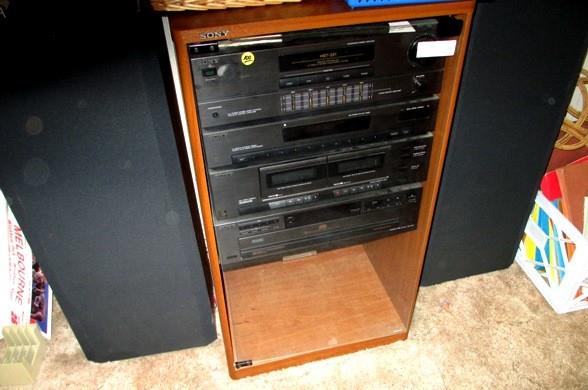 Sony Entertainment Center--amps, radio receiver, tape player, five disk player and speakers...sweet sound