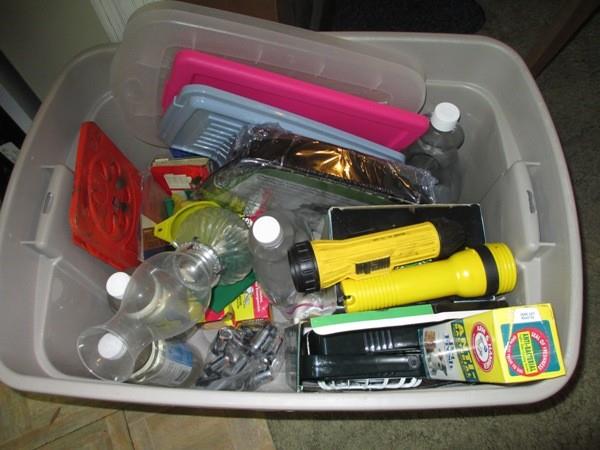 Hurricane supplies--one money takes entire bin