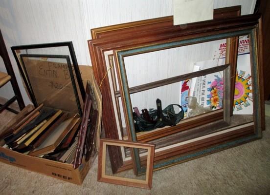 Box of over 22 assorted fames--one money for box, larger frames are separate