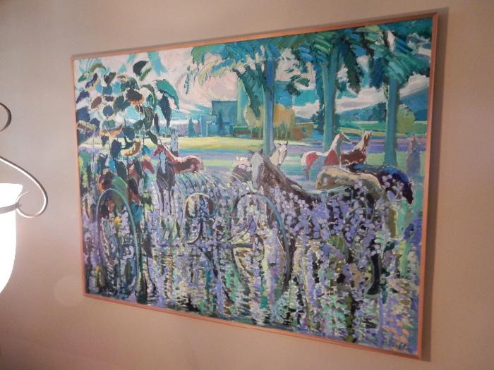 one of many Master works by Joseph O'Sickey 'Horses in Geauga County' 72" x 96" o/c  b1918 dated 1988