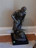 Ed Bamberger "Blacksmith" - bronze sculpture 17 1/2 x 7 1/2 x 6 1/2 inches