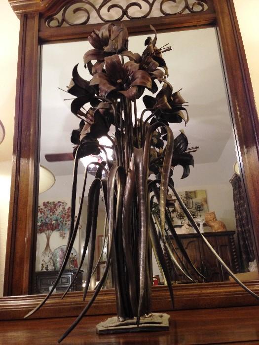 Large metal floral sculpture