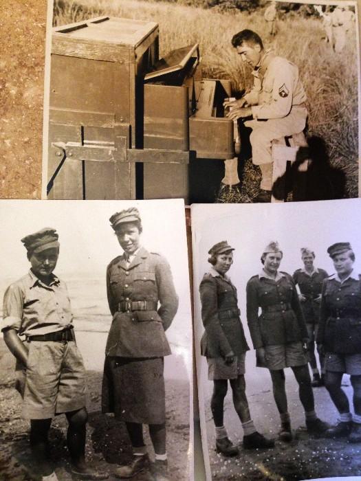 playing the military piano with the WWII collection. Polish army girls many escaped to Iran with Stephie's collection of passports and photos