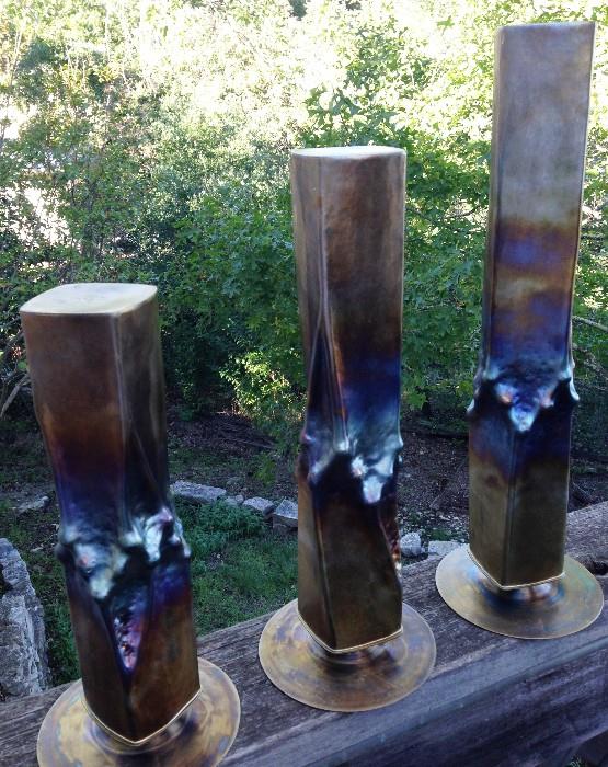 large copper  candle sticks