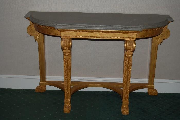  Gilt Wood Console with Stone Top “Contemporary”