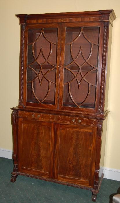 Lot #106  Very Fine English Bookcase Cabinet Mid-19th Century