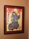 FRAMED PRINT OF JAPANESE KABUKI DANCER - 1 OF A PAIR