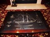 ETCHED SLATE TOP COFFEE TABLE - ISIAH L. JEFFERSON SHIP