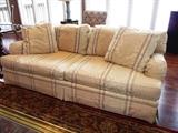 BAKER IVORY DAMSK SOFA WITH STRIPES.