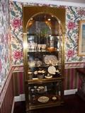 BAKER MASTERCRAFT LIGHTED BRASS DISPLAY CABINET - 1 OF A PAIR