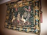 ITALIAN TAPESTRY W/ ROD - MAIDEN WITH UNICORN AND TIGER