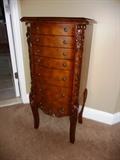 BURL WOOD JEWELRY CHEST W/ LIFT TOP