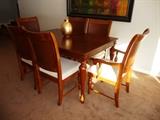 KLAUSSNER CHERRY DINING SET - WITH 2 ADDITIONAL LEAVES & 6 CANE BACK CHAIRS (2 ARM, 4 SIDE)
