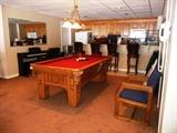 PRO-LINE OAK BILLIARD TABLE WITH WALL RACK AND ACCESSORIES