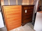 OAK AND DARK MAPLE CHESTS 