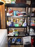 MISC. CLEANERS AND IRONS. PVC SHELVING FOR SALE.
