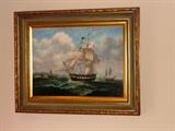 ORIGINAL OIL ON CANVAS SIGNED ROBERT SANDERS (AMER, 20TH C), "SHIPS"