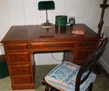 20th c mahogany leather top desk