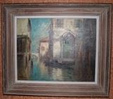 Original art o/c canal scene