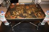 Antique Chinese tray on 20th c made stand