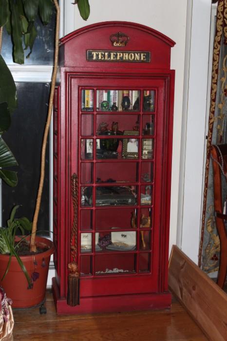 Stylized Vintage Phone Booth Shelf Unit