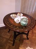 Wood Round Inlaid Table