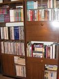 Books, Records & Mid-Century 3 Section Wall Unit