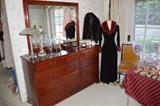 Dresser with mirror, robe with fur collar