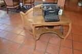Oak desk, typewriter