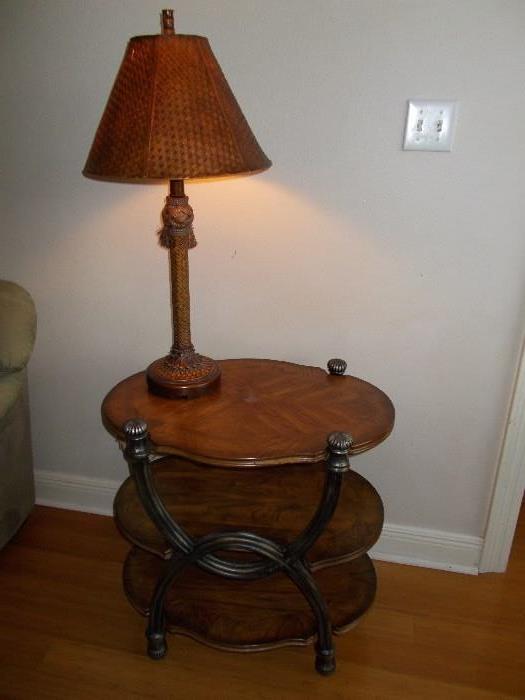 Wooden & Metal Lamp table - VERY NICE & HEAVY!!!