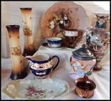 porcelain crackerjar vases wild game plate enameled urn