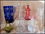 Sampling of art glass and crystal. Fenton etc.
