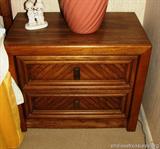 Bassett Queen Bedroom Set.
This set consists of: Bed, 2 Night stands, Tall boy dress & Dresser with 2 mirrors.
Headboard measures 44 inches Tall, Night stands measure 26 inches long by 15 inches deep X 22 inches tall – each has two drawers. Tall boy dresser with 5 drawers – measures 38 inches long by 18 inches deep by 45 ½ inches tall. Dresser with mirrors has 6 drawers and 3 additional drawers in the middle section. This measures 70 inches long by 18 inches deep by 30 inches tall. This is being sold for local pickup in Coral Springs, FL. Please call 561-306-1291 or 561-470-5141 for directions.